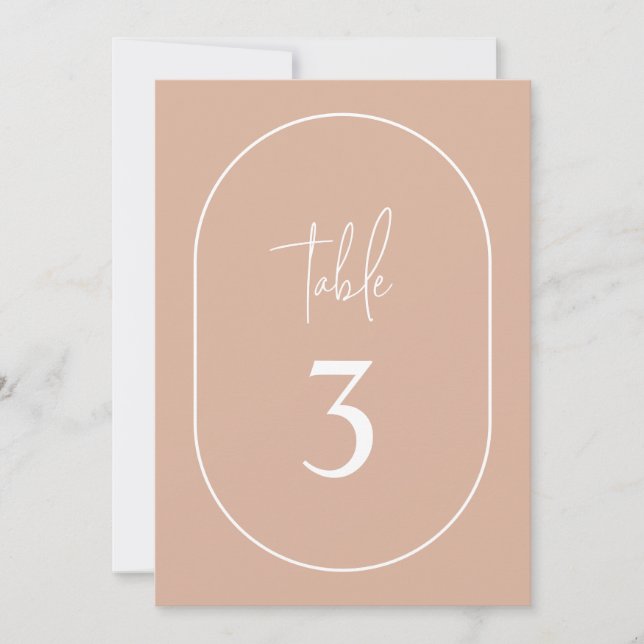 Blush Pink Double Arch Minimalist Table Number (Front)