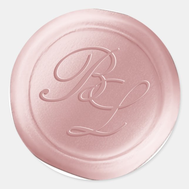 Blush Pink Double Monogram Faux Wax Seal Stickers (Front)