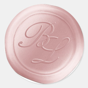 Blush Pink Double Monogram Faux Wax Seal Stickers