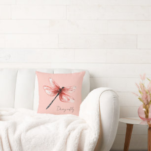 Blush Pink Dragonfly Cushion