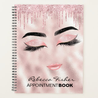 Blush Pink Drips Lashes Appointment Planner Book