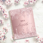 Blush pink drips name 2025 planner<br><div class="desc">A dusty rose, pink background with drips, paint dripping look. Personalise and add a year 2025(or any year) name. The name is written with a large modern hand lettered style script. Perfect for school, work or organising your personal/family life. To keep the swashes only delete the sample name, leave the...</div>