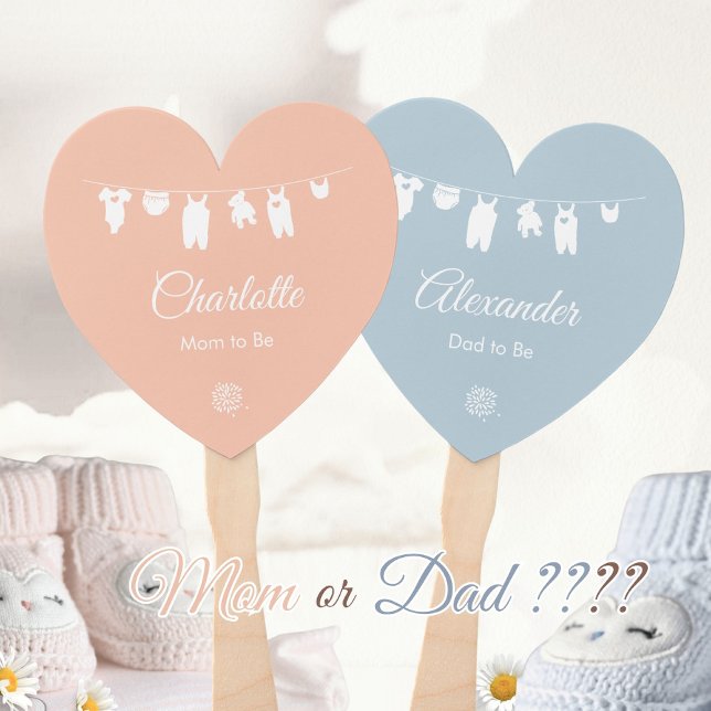 Blush Pink Dusty Blue Minimalist Baby Shower Hand Fan (Blush Pink Dusty Blue Minimalist Baby Shower Hand Fan ©Susanne Sachers - Sunny Mind 🌞)