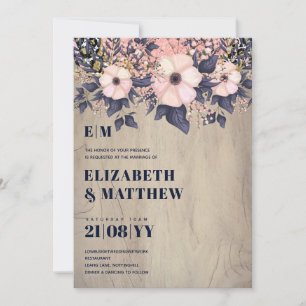 Blush Pink Dusty Blue Rosegold Floral Wedding Chic