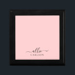 Blush Pink Dusty Pink Modern Minimalist Name Gift Box<br><div class="desc">A modern and simple, custom name keepsake box. First name in a beautiful modern script, paired with a block typography font, on an elegant and colourful background. Easy to customise the name and back ground colour! Perfect give for any occasion: wedding, bridal shower, sweet 16 birthday, anniversary, baby shower, engagement...</div>