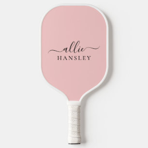 Blush Pink Dusty Pink Modern Minimalist Name Pickleball Paddle