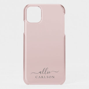 Blush Pink Dusty Pink Modern Minimalist Name iPhone 11 Case