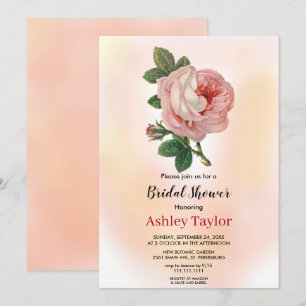Blush pink dusty rose fall floral Bridal Shower Invitation