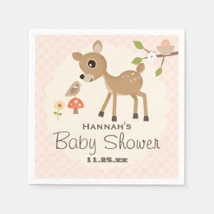 BLush Pink Egg Woodland Deer Baby Shower Napkin