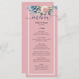 Blush Pink Elegant  Botanical Wedding Menu