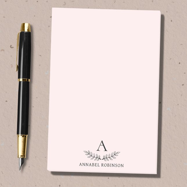 Blush Pink Elegant Chic Botanical Monogram Post-it Notes (Creator Uploaded)
