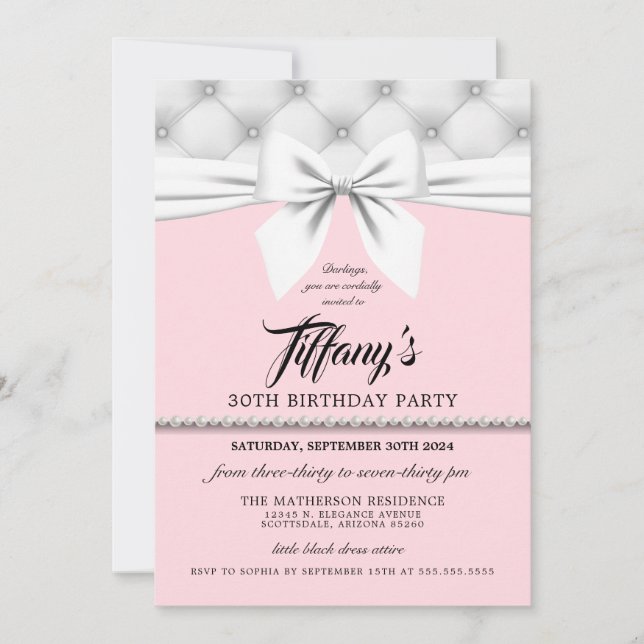 Blush Pink Elegant Chic Tiffany Birthday Invitation (Front)