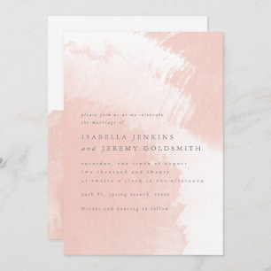 Blush pink elegant chic watercolor wedding invitation