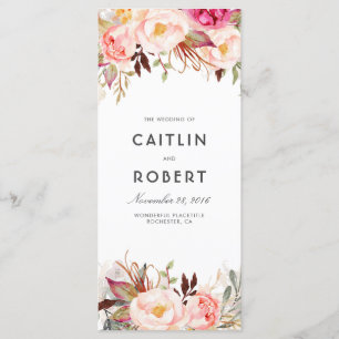 Blush Pink Elegant Floral Wedding Programs