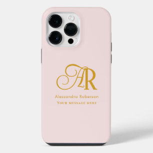 Blush Pink Elegant Gold Lettering iPhone 14 Pro Max Case