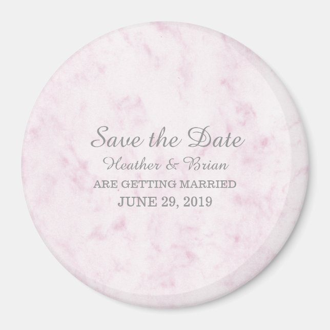 Blush Pink Elegant Marble Save the Date Magnet (Front)