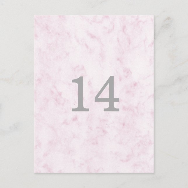 Blush Pink Elegant Marble Table Number Postcard (Front)