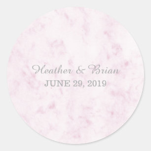 Blush Pink Elegant Marble Wedding Classic Round Sticker