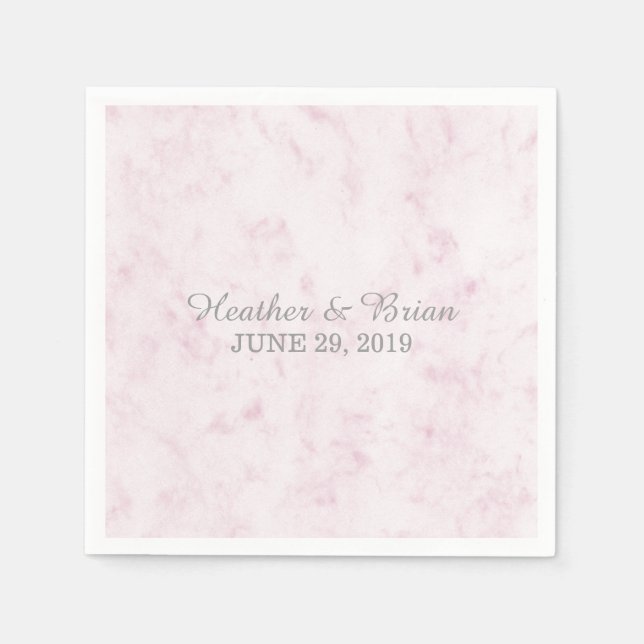 Blush Pink Elegant Marble Wedding Napkin (Front)