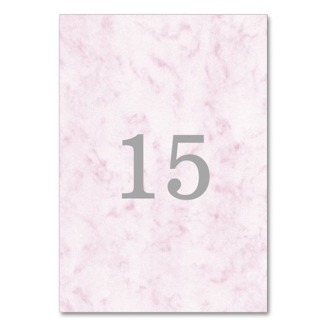 Blush Pink Elegant Marble Wedding Table Number (Front)