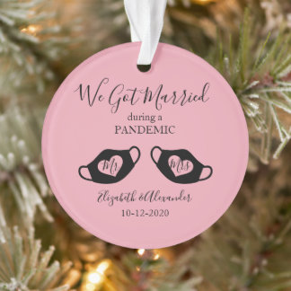 Blush Pink Elegant Married during Pandemic Photo Ornament