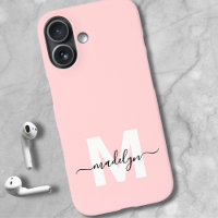 Blush Pink Elegant Minimal Name Monogram