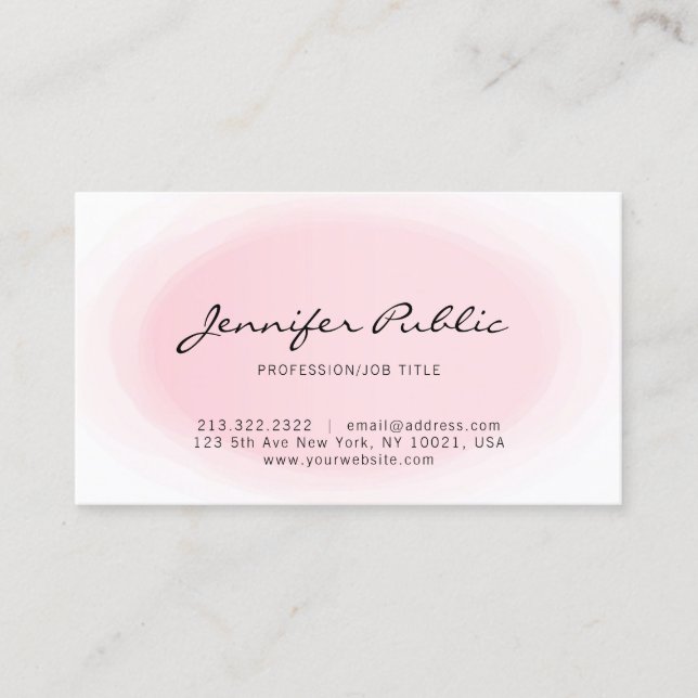 Blush Pink Elegant Modern Minimalist Typography Business Card (Front)