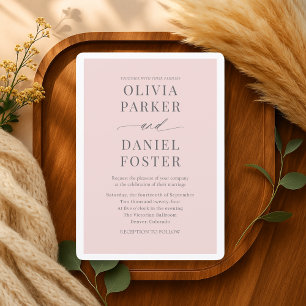 Blush Pink Elegant Modern Wedding Invitation