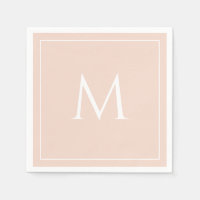 Blush pink elegant monogram initial napkins