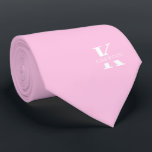 Blush Pink Elegant Monogram   Name | Two-Sided Tie<br><div class="desc">An elegant necktie featuring a bold white monogram across a Blush Pink background. On top of this monogram sits your first or last name spelled out in all capitals. If you prefer a bolder look for the personal name inside of the large letter you can do the following: Use the...</div>