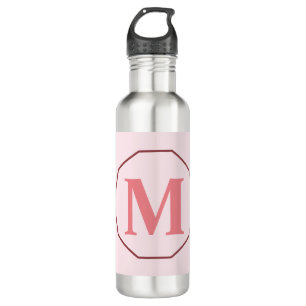 Blush pink elegant monogram personalised 710 ml water bottle