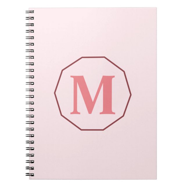 Blush Pink elegant monogram personalised Notebook (Front)