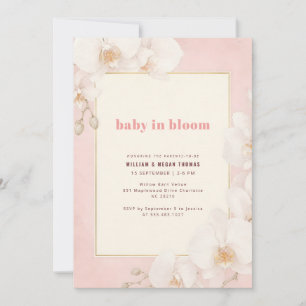 Blush Pink Elegant Orchid Bloom Baby Shower Invitation