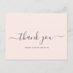Blush Pink Elegant Script Business Thank You Postcard