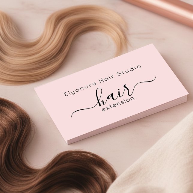 Blush Pink Elegant Script Hair Extension Business Business Card (Creator Uploaded)