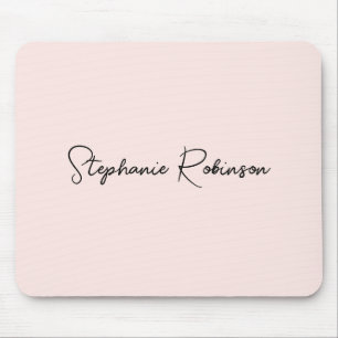 Blush Pink Elegant Script Personalised Monogram Mouse Pad