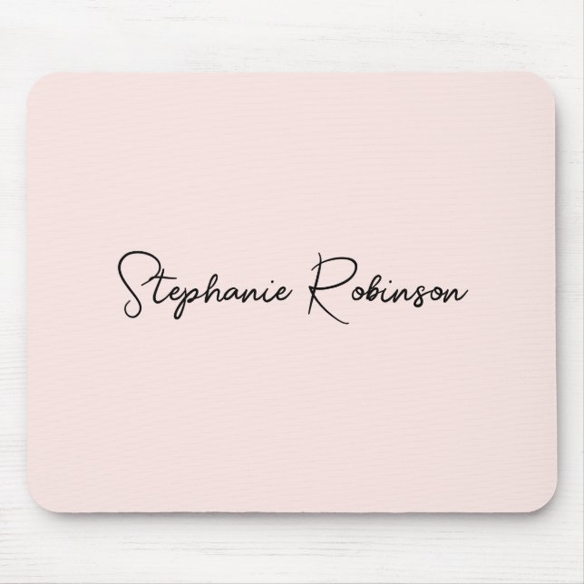 Blush Pink Elegant Script Personalised Monogram Mouse Pad (Front)