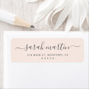 Blush Pink Elegant Script Return Address Label