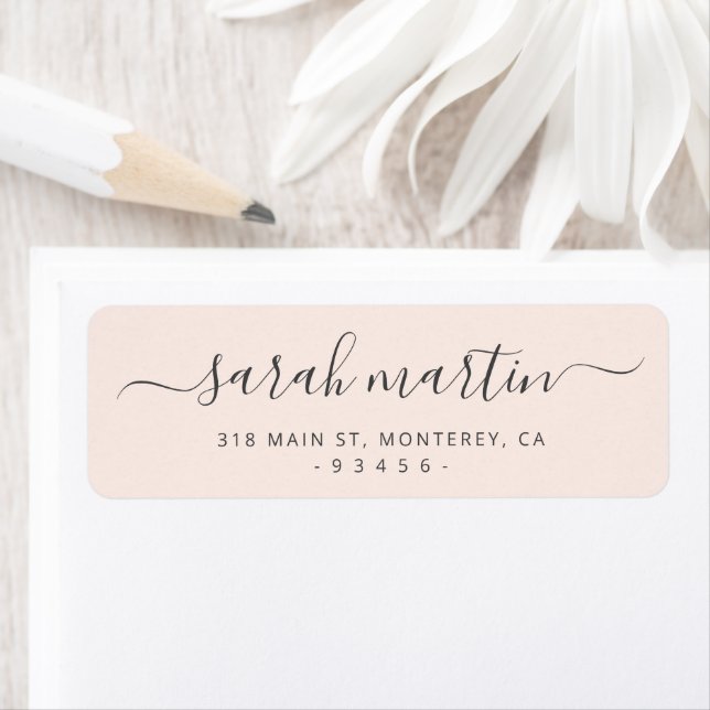Blush Pink Elegant Script Return Address Label (Insitu)