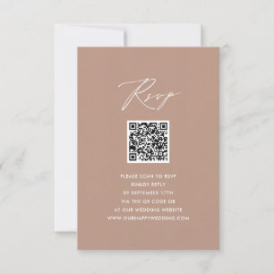 Blush Pink Elegant Script Simple QR Wedding RSVP Card