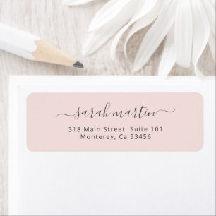 Blush Pink Elegant Script Simple Return Address Label