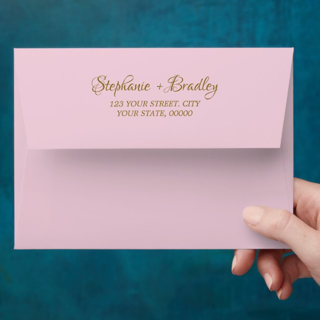 Blush Pink Elegant Simple Wedding Return Address Envelope (Hand)