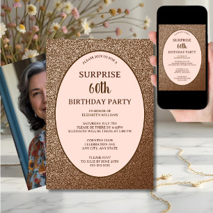 Blush Pink Elegant Surprise 60th Birthday Digital Invitation