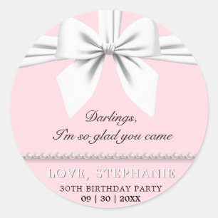 Blush Pink Elegant Tiffany Birthday Thank You Classic Round Sticker