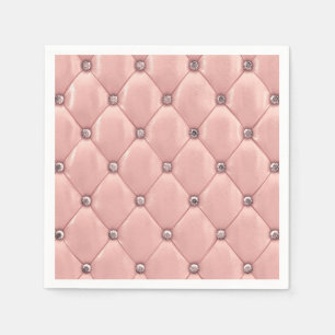 Blush Pink Elegant Tufted Metallic Leather Napkin