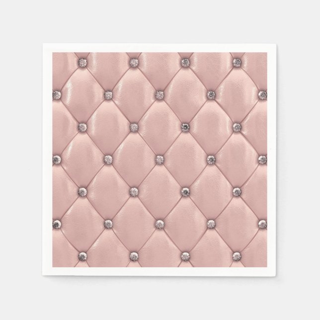 Blush Pink Elegant Tufted Metallic Leather Napkin (Front)