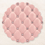 Blush Pink Elegant Tufted Metallic Leather Paper Coaster<br><div class="desc">Pretty feminine pink blush faux leather,  satin look scalloped paper coaster for your bridal shower,  wedding reception,  etc.  Gorgeous for any occasion.  I can picture a get-together with just you and your girlfriends having some goodies and drinks.  Perfect for that special evening.</div>