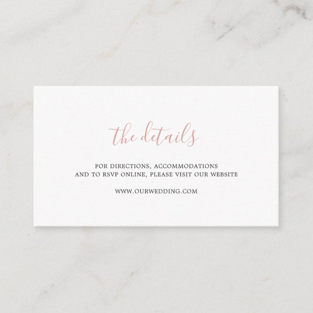 Blush Pink Elegant Wedding Enclosure Card (Front)