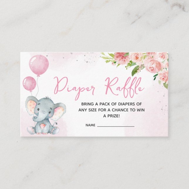 Blush Pink Elephant Baby Shower Enclosure Card (Front)