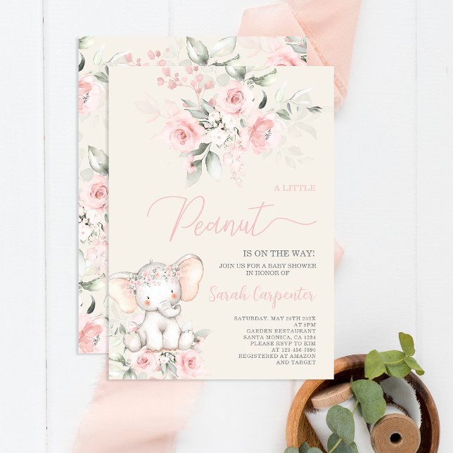 Blush pink Elephant Baby Shower Girl Invitation (Creator Uploaded)